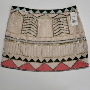 Sanctuary Sequin Beaded Mini Skirt Glam Festival Women's Large NWT